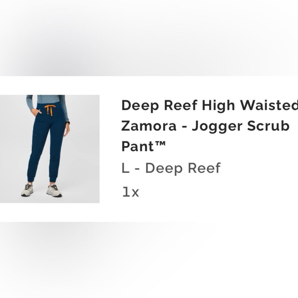 Figs Deep Reef High Waisted Zamora Jogger Scrub Pant with Orange Drawstring